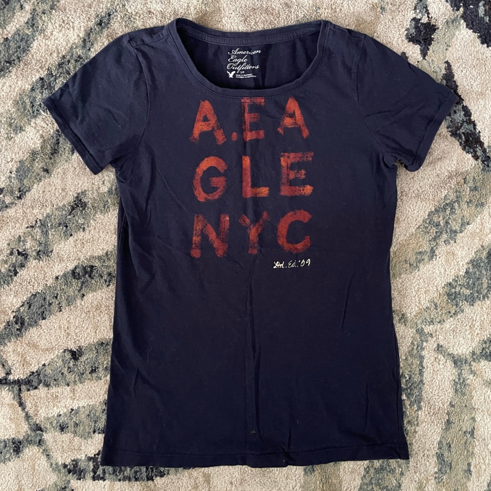 Y2k American Eagle Navy Blue Nyc Tee NWOT
